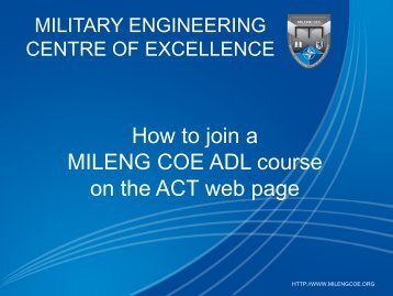 How to join a MILENG COE ADL course on the ACT webpage