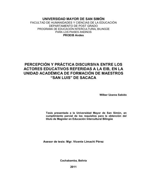 percepciÃ³n y prÃ¡ctica discursiva entre los actores educativos ...