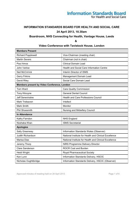 24 April (PDF, 133Kb) - Information Standards Board for Health and ...