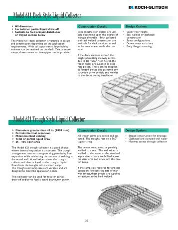 Metal Packing Liquid Collectors - Koch-Glitsch