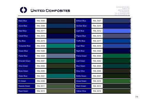 Ral Blue Color Chart