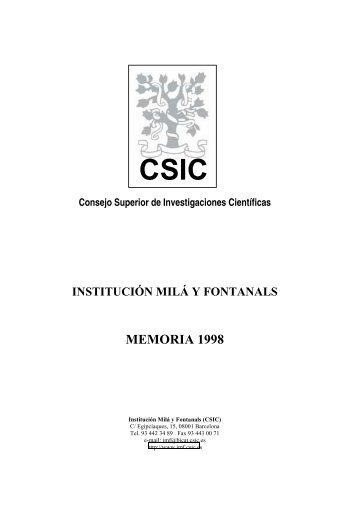 MEMORIA 1998 - Consejo Superior de Investigaciones CientÃ­ficas