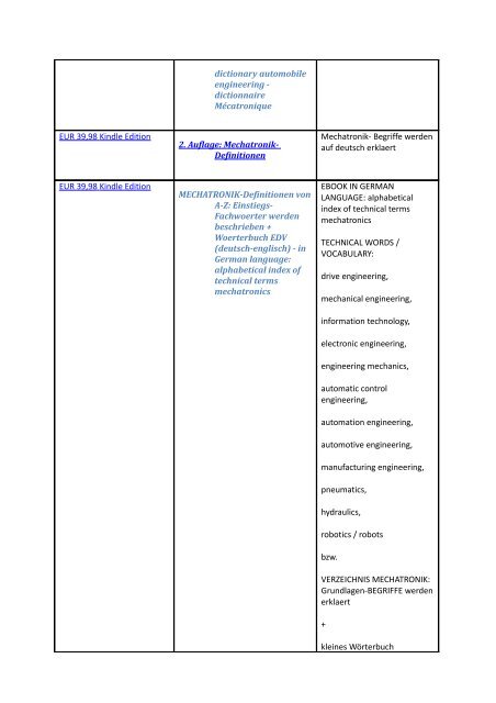 eBook-Produkt-Katalog Technik lernen Mechatronik-Nachschlagewerke