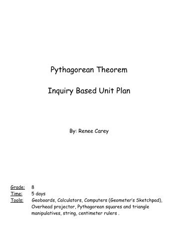 Pythagorean Theorem Inquiry Based Unit Plan Grade: 8