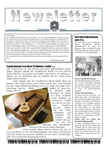 unser Newsletter vom Juli 2009 - Gymnasium Altona