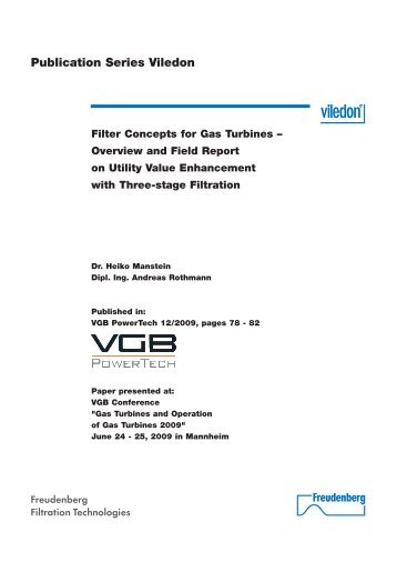 Filter Concepts for Gas Turbines - Freudenberg Filtration Technologies