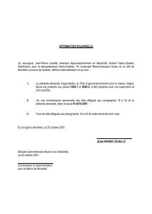 Affidavit en français Affidavit en français