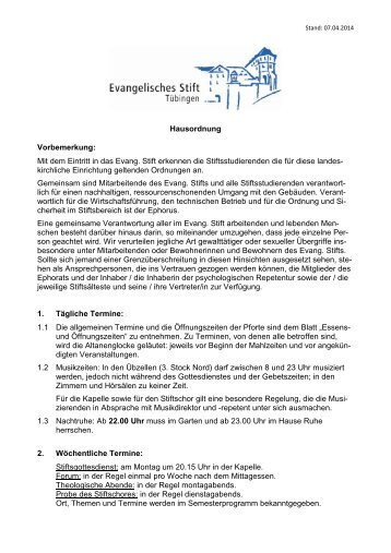 Hausordnung - Evangelisches Stift