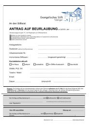 Antrag auf Beurlaubung vom Stiftsstipendium