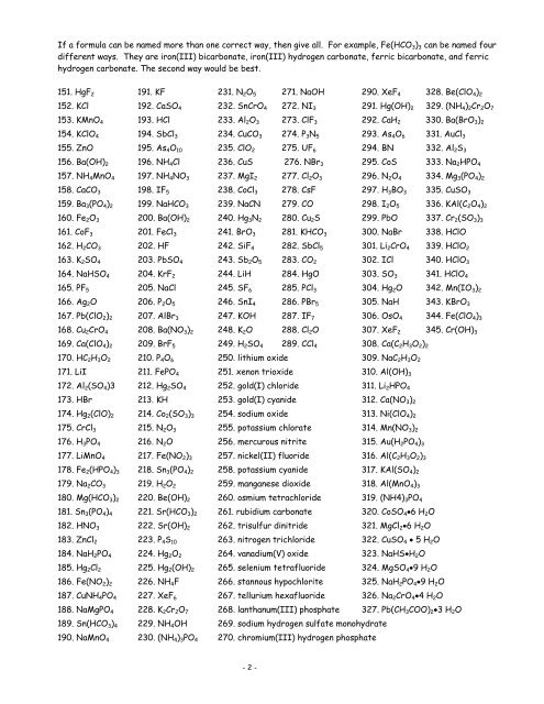 Inorganic Nomenclature Worksheet