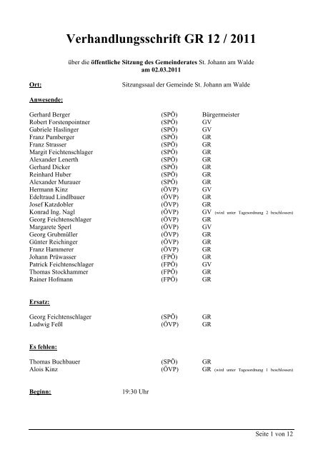 GR-Sitzung 12/2011 (45 KB) - .PDF - St. Johann am Walde