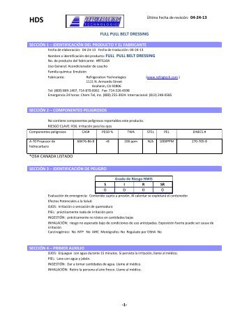 full pull belt dressing - Refrigeration Technologies