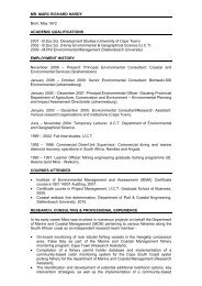 Curriculum Vitae of Marc Hardy - Coastal and Environmental Services