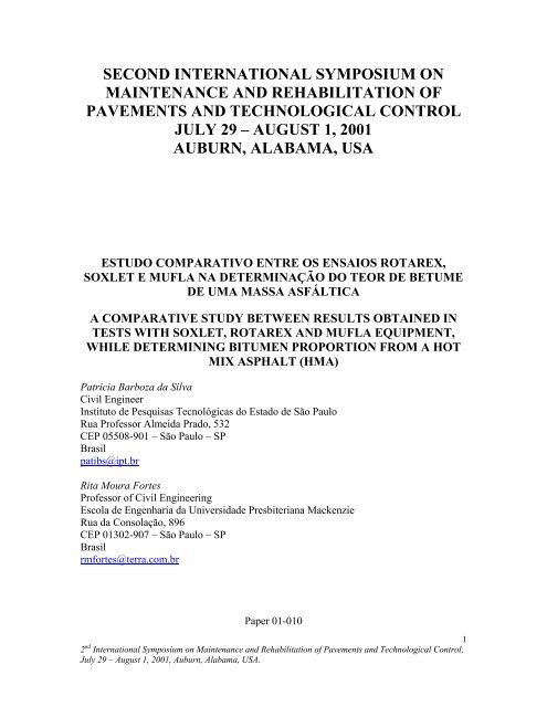 Estudo Comparativo entre os Ensaios Rotarex, Soxlet e Mufla na ...