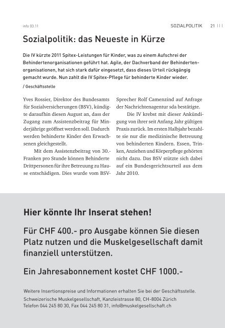 PDF 1.3 MB - Schweizerische Gesellschaft fÃ¼r Muskelkranke (SGMK)