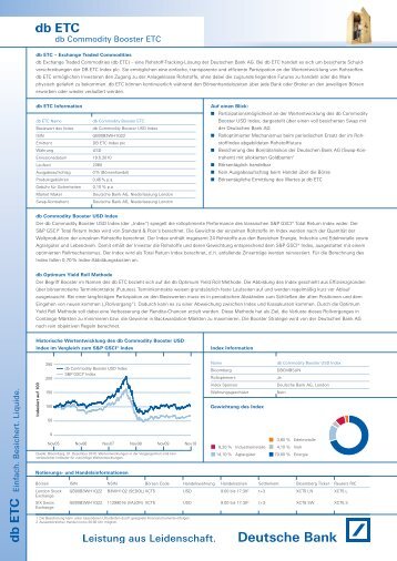 E in fa c h . B e sic h e rt. L iq u id e . db Commodity Booster ETC
