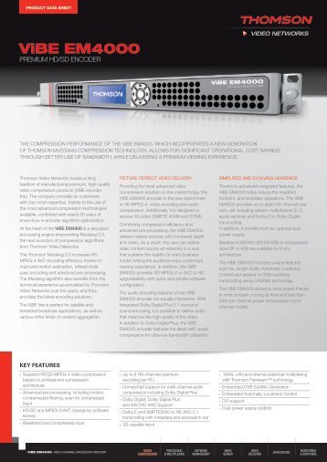 Datasheet - Thomson Video Networks