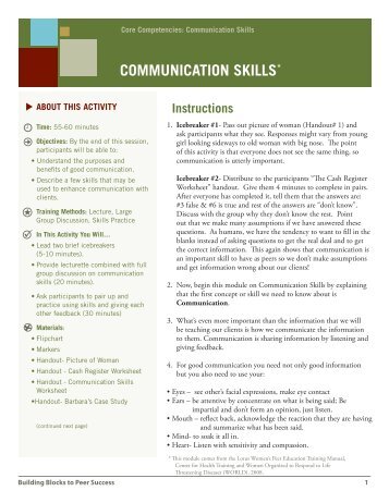 Communication Skills - Peer Education & Evaluation Resource Center