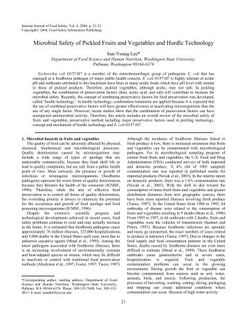 Microbial Safety of Fruit and Vegetable products and Hurdle ...