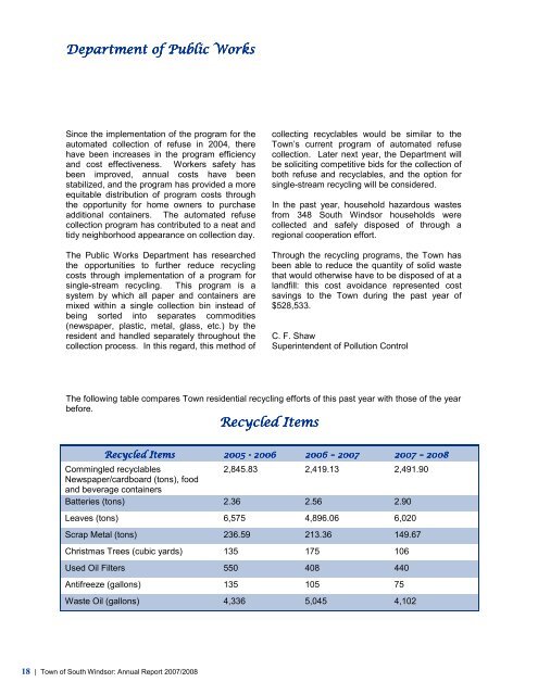 Annual Report 2007-2008(color).pub - Town of South Windsor