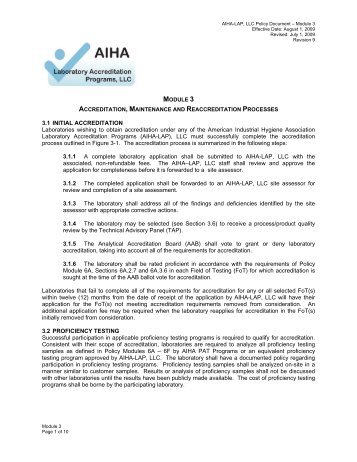 Module 1 - AIHA's Laboratory Accreditation Programs, LLC