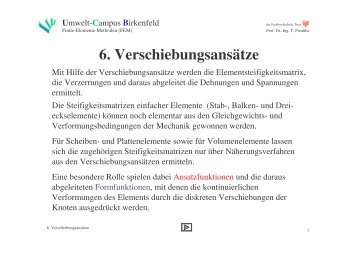 6. Verschiebungsansätze - Umwelt-Campus Birkenfeld