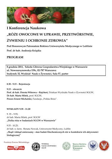 Program konferencji - Uniwersytet Medyczny w Lublinie