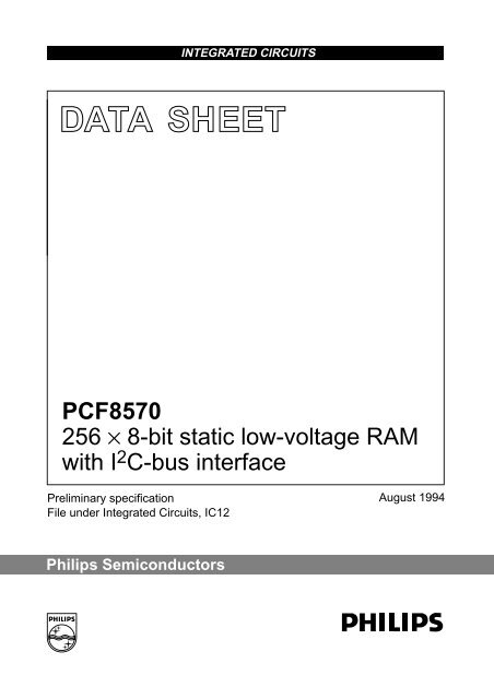 256 x 8-bit static low-voltage RAM with I2C-bus interface