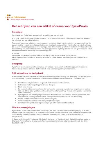 Het schrijven van een artikel of casus voor FysioPraxis - Kngf