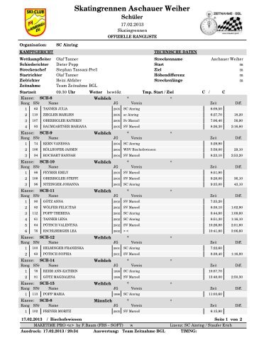 Ergebnisliste SchÃ¼ler - Skiclub Ainring