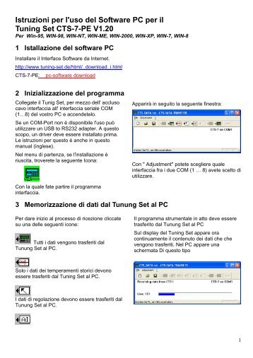 Istruzioni per l'uso del Software PC per il Tuning Set ... - tuning-set.de