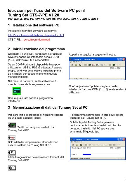 Istruzioni per l'uso del Software PC per il Tuning Set ... - tuning-set.de