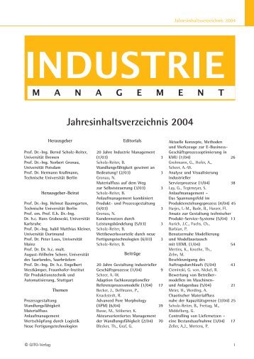 Jahresinhaltsverzeichnis 2004 - Industrie Management