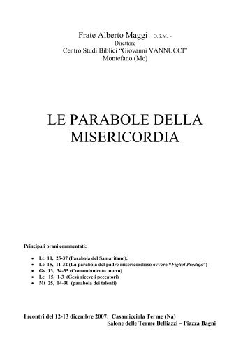 le parabole della misericordia - CENTRO STUDI BIBLICI "G ...