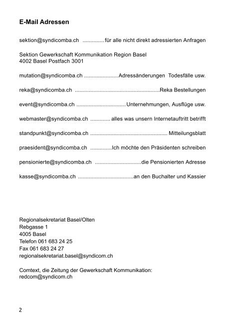 Informationsblatt der Region Basel Ausgabe 04/10 - syndicom ...