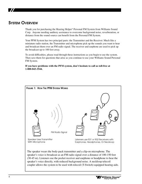 Set Up Guide & User Manual - Williams Sound