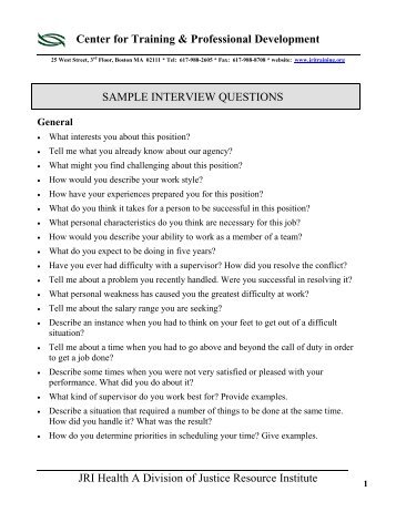 sample interview questions - Peer Education & Evaluation Resource ...