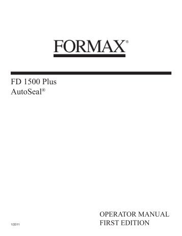 FD 1500 Plus Operator Manual - Formax
