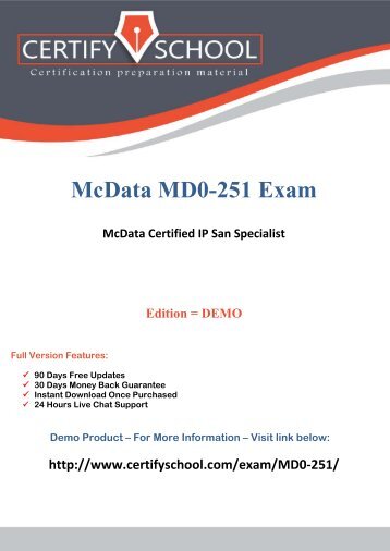 McData MD0-251 CertifySchool Exam Actual Questions (PDF)