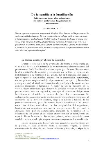 De la Semilla a la FructificaciÃ³n (Manfred Klett) pdf ... - Biodinamica