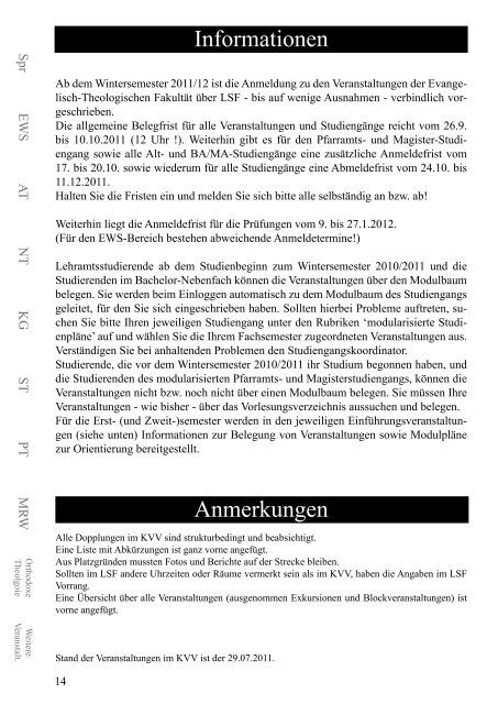 Wintersemester 2011/12 - Fachschaft evangelische Theologie