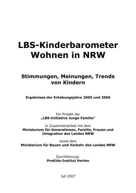 LBS-Kinderbarometer Wohnen in NRW - Prosoz Herten GmbH