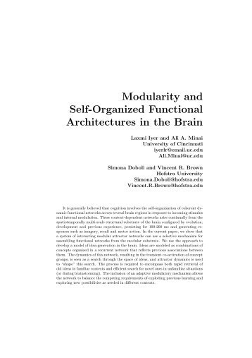 Modularity and Self-Organized Functional Architectures in the Brain