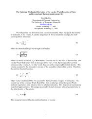 A Statistical Mechanical Derivation of the van der Waals Equation of ...