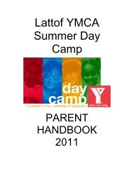 Lattof YMCA Summer Day Camp Sample Schedule