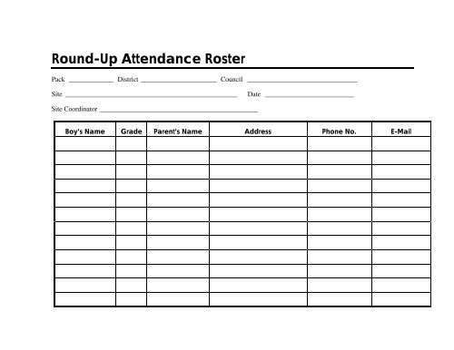 Round-Up Attendance Roster