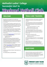 Weekend Netball Club - Methodist Ladies' College