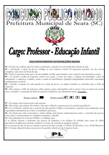 PROFESSOR - EDUCAÃÃO INFANTIL - Seara
