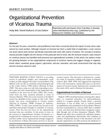 Organizational Prevention of Vicarious Trauma - VAWnet