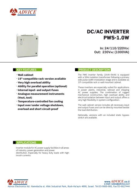 DC/AC INVERTER PWS-1.0W